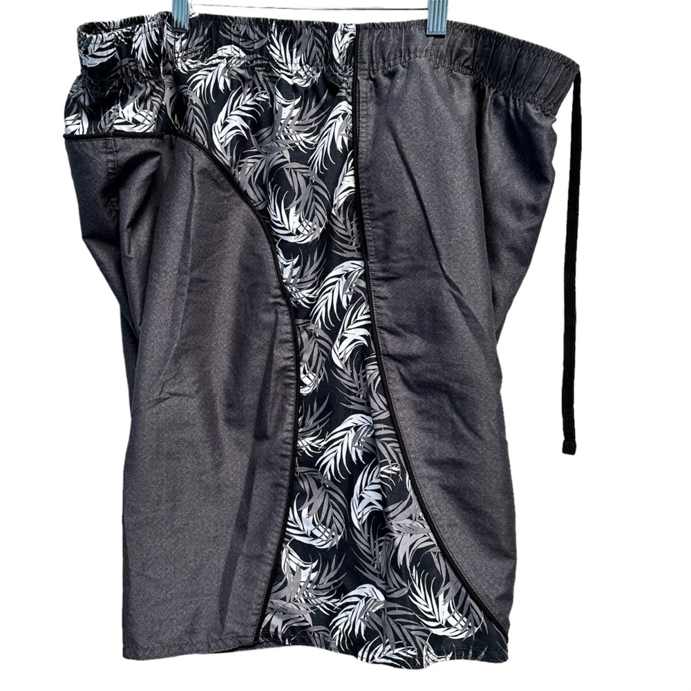 Harbor Bay Swim Trunks 2XL Gray, Black & White